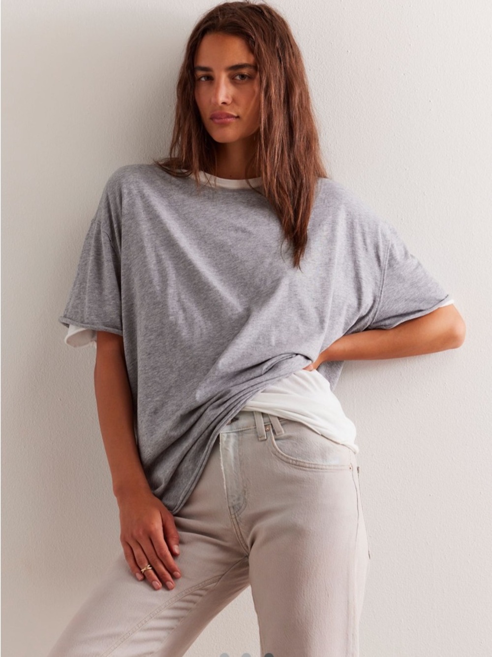Free People Nina Tee Heather Gray Women’s Size Small